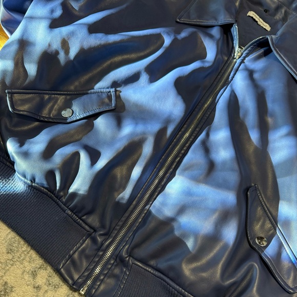 WeWoreWhat faux leather jacket in navy blue. - Picture 3 of 5
